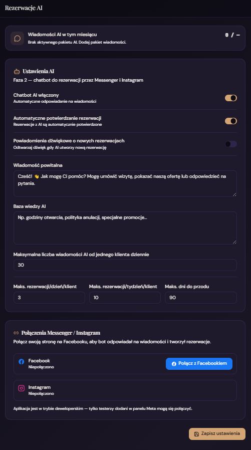 Screenshot — rezerwacje AI