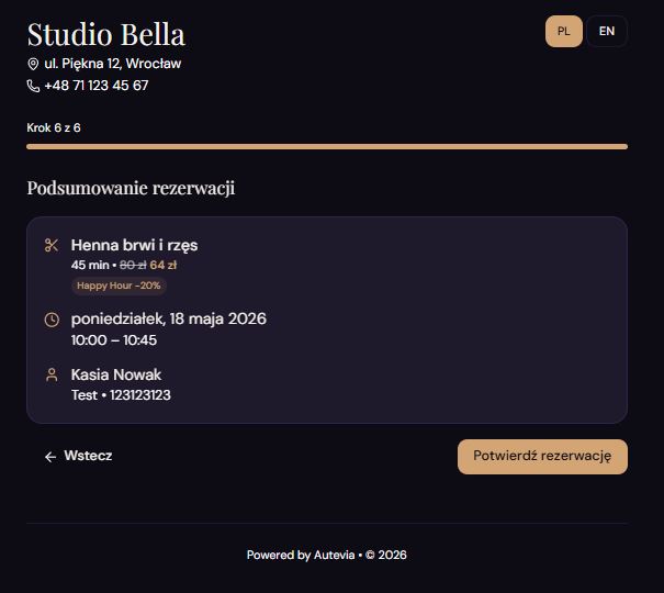 Screenshot — podsumowanie rezerwacji